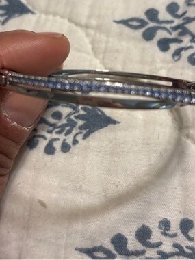 Swarovski Silver Crystal-Trim Bangle Bracelet